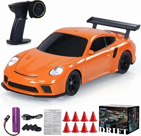 Rc Drift Car, 1/43 Scale 4WD with Full Proportional Control & 2.4G High Speed, 15km/h, LED Lights & Drift Tires, RTR Mini Racing Car for Adults - Indoor/Outdoor Use (4303 1Battery Box)