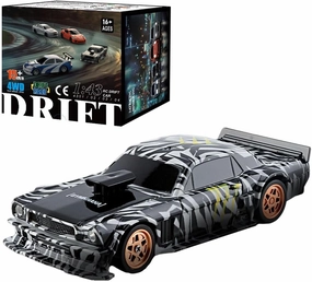 RC Mini Drift Car Kit, 1/43 Scale 2.4G RC Electric 4WD Racing Sports Car with Lights - Black & White, High-Speed for Boys, Girls & Adults - RTR Version