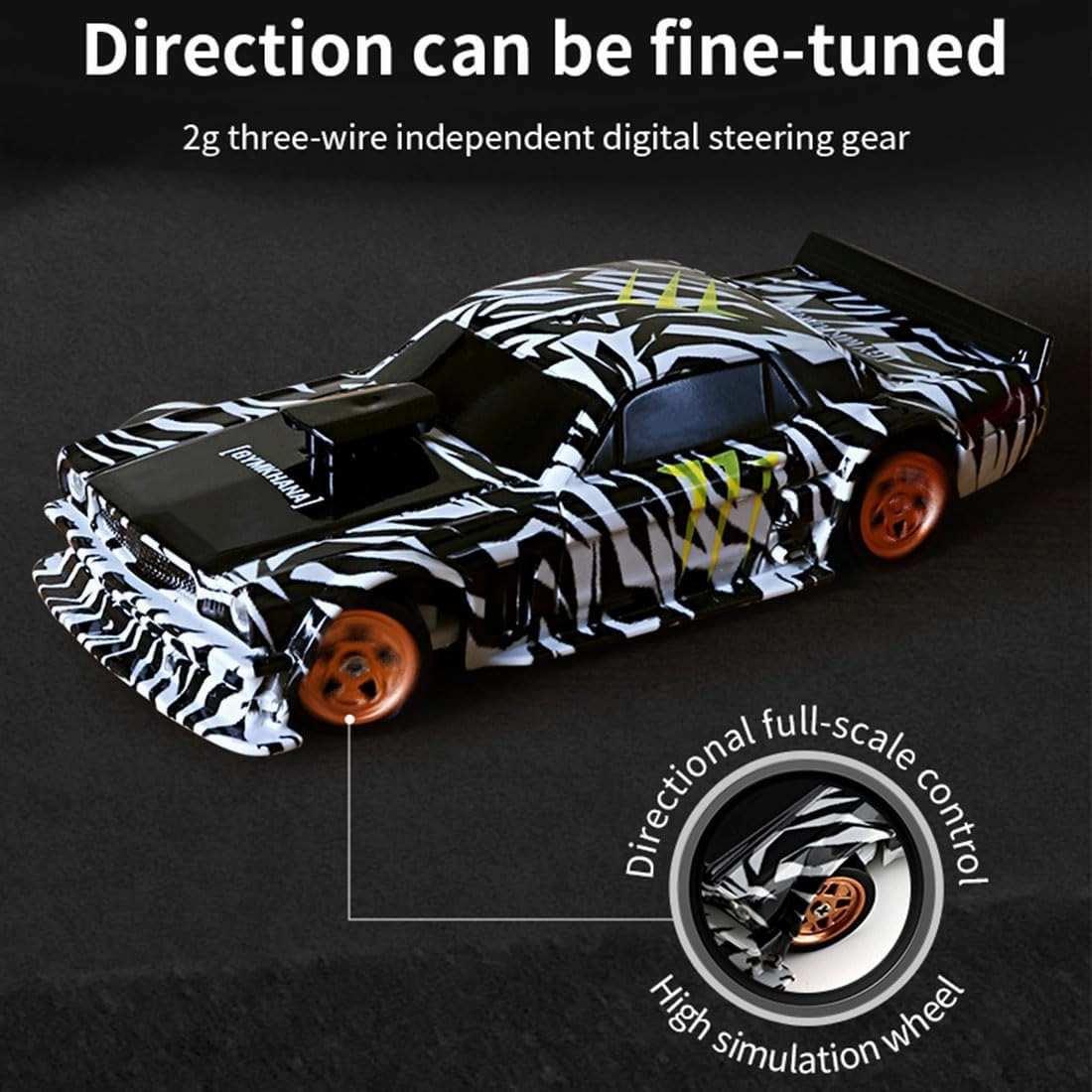 RC Mini Drift Car Kit, 1/43 Scale 2.4G RC Electric 4WD Racing Sports Car with Lights - Black & White, High-Speed for Boys, Girls & Adults - RTR Version