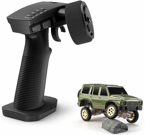 Rc Rock Crawler 1/64 Rc Car, 2.4G Full Proportional RC Electric Mini Crawler Model RC Truck 4x4 LED Light 3.7V Battery for Adults (Green)