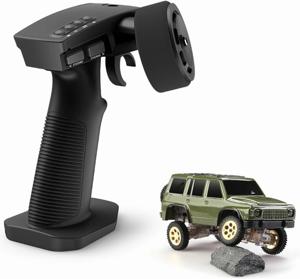 Rc Rock Crawler 1/64 Rc Car, 2.4G Full Proportional RC Electric Mini Crawler Model RC Truck 4x4 LED Light 3.7V Battery for Adults (Green)