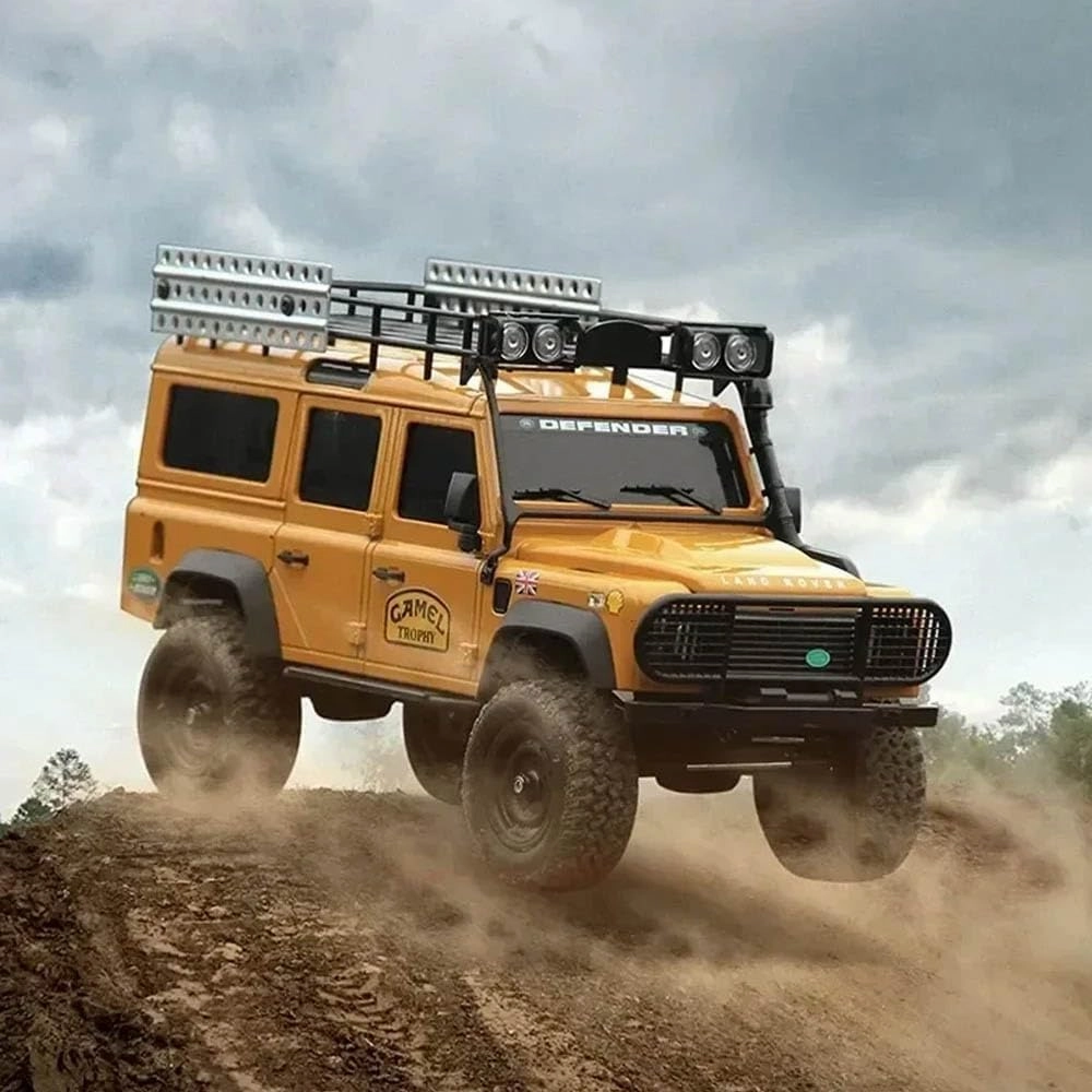 RC Truck 1/18 RC Rock Crawler, MN-111 4x4 Off Road RC Crawler, 2.4GHz Remote Control Car, All Terrain RC Climbing Car with LED Lights and 2 Batteries for Kids and Adults (Yellow)
