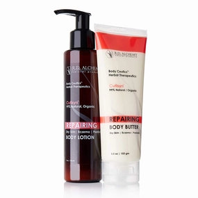 RD Alchemy - 99% Natural & Organic Cutisyn Body Care Set for Long Lasting Hydration. Body Butter w/ Body Lotion Heal Severe Dryness for Smoothe, Supple Skin