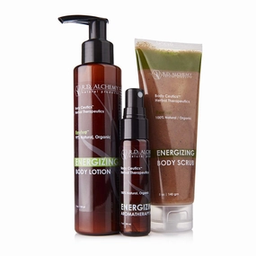 RD Alchemy - 99% Natural & Organic Energizing Body Lotion, Scrub, and Mist for Fatigue or Emotional Numbness. Extracts of St. John's Wort, Rosemary, Ginkgo & more Energize and Revive