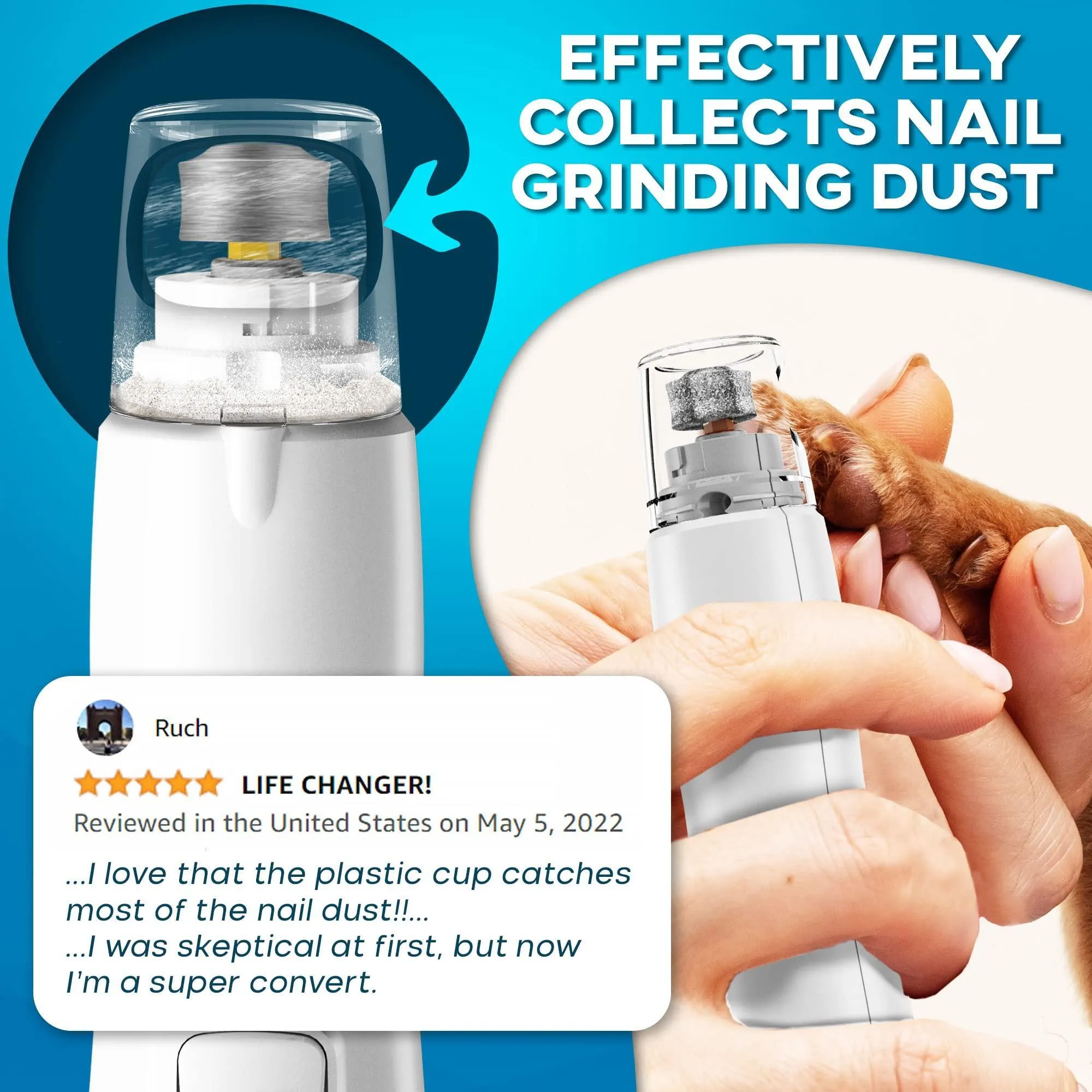 Rechargeable Dog Nail Grinder with LED Lights.