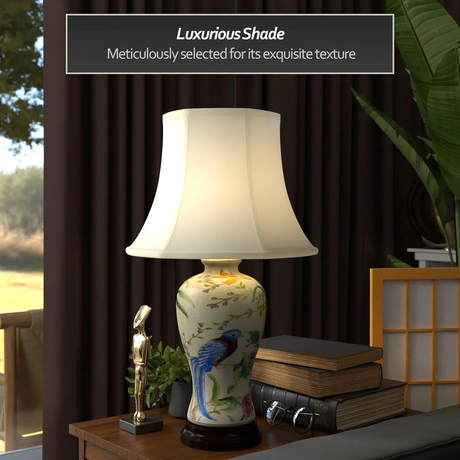 Red Lantern 29" Floral White Porcelain Lamp