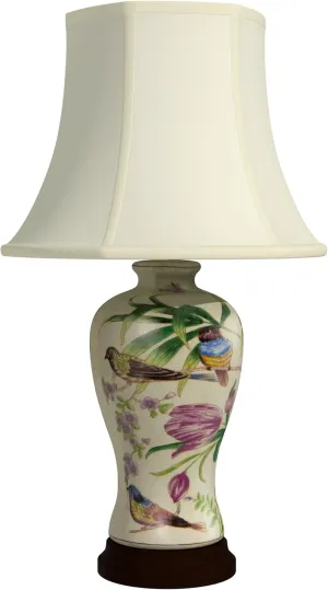 Red Lantern 29" Floral White Porcelain Lamp