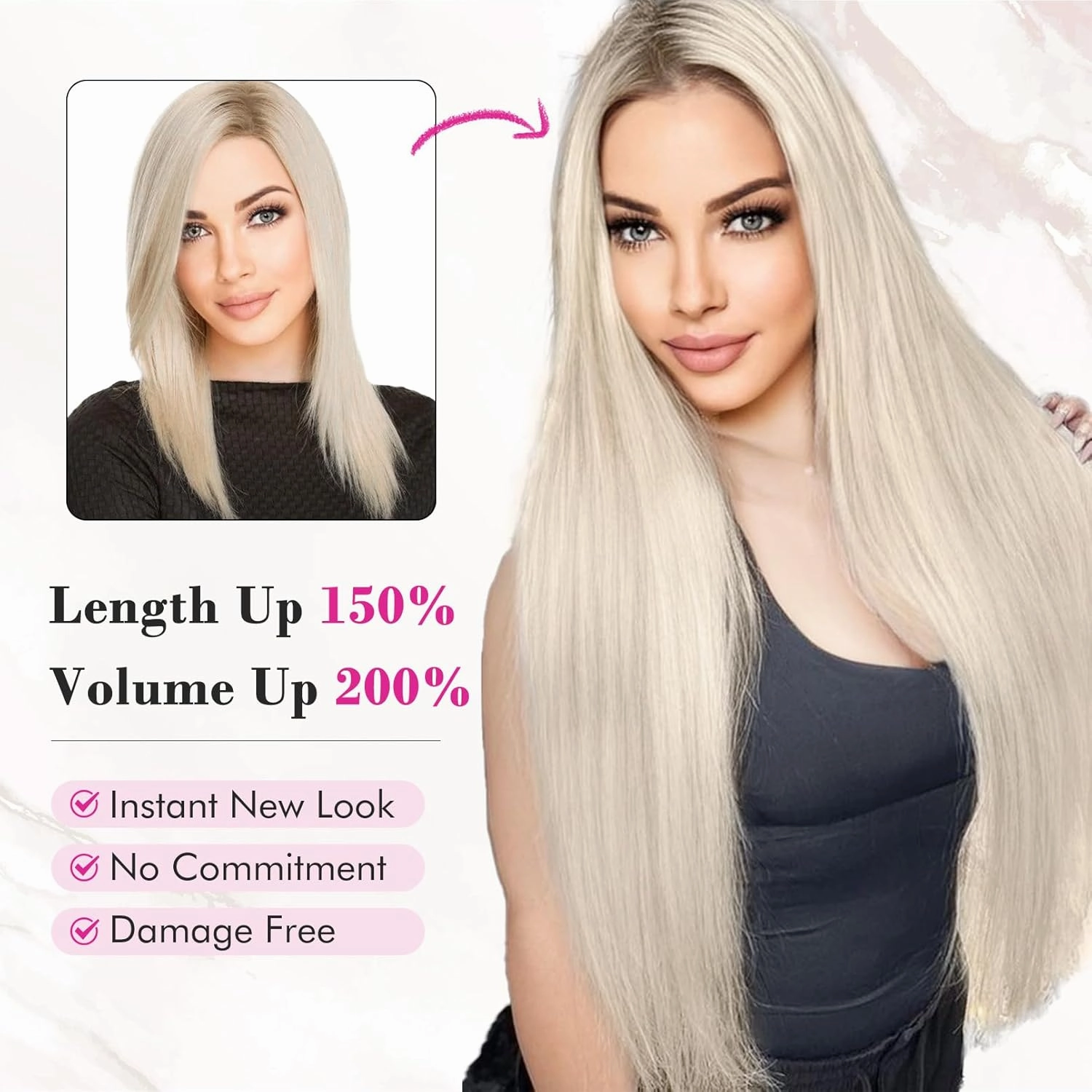 REECHO Hair Extensions, 11PCS Clip in Hair Extensions 24" Long Straight hair extensions HE005 Natural Soft Synthetic Hairpieces for Women Light Brown