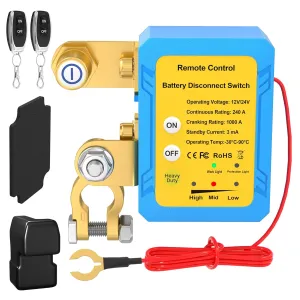 Remote Battery Disconnect Switch Battery 12V 240A Kill Switch Battery Cut Off Switch 12V Car Battery Disconnect Auto Anti Theft Kill Switch for Cars, Trucks, RVs, Boats