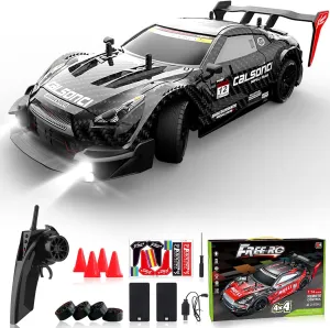 Remote Control Car RC Drift Car 1:16 Scale 4WD RC Vehicle with LED Lights 2.4GHz 30km/h RTR High Speed Racing Sport Toy for Adults Boys Girls Kids Gift 2Pcs Rechargeable Battery