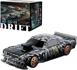 Remote Control Sports Car, 1/43 Scale 2.4G Full Proportional RC Electric Mini Racing Drift Car Model with Lights Kit (RTR Version/Black White)