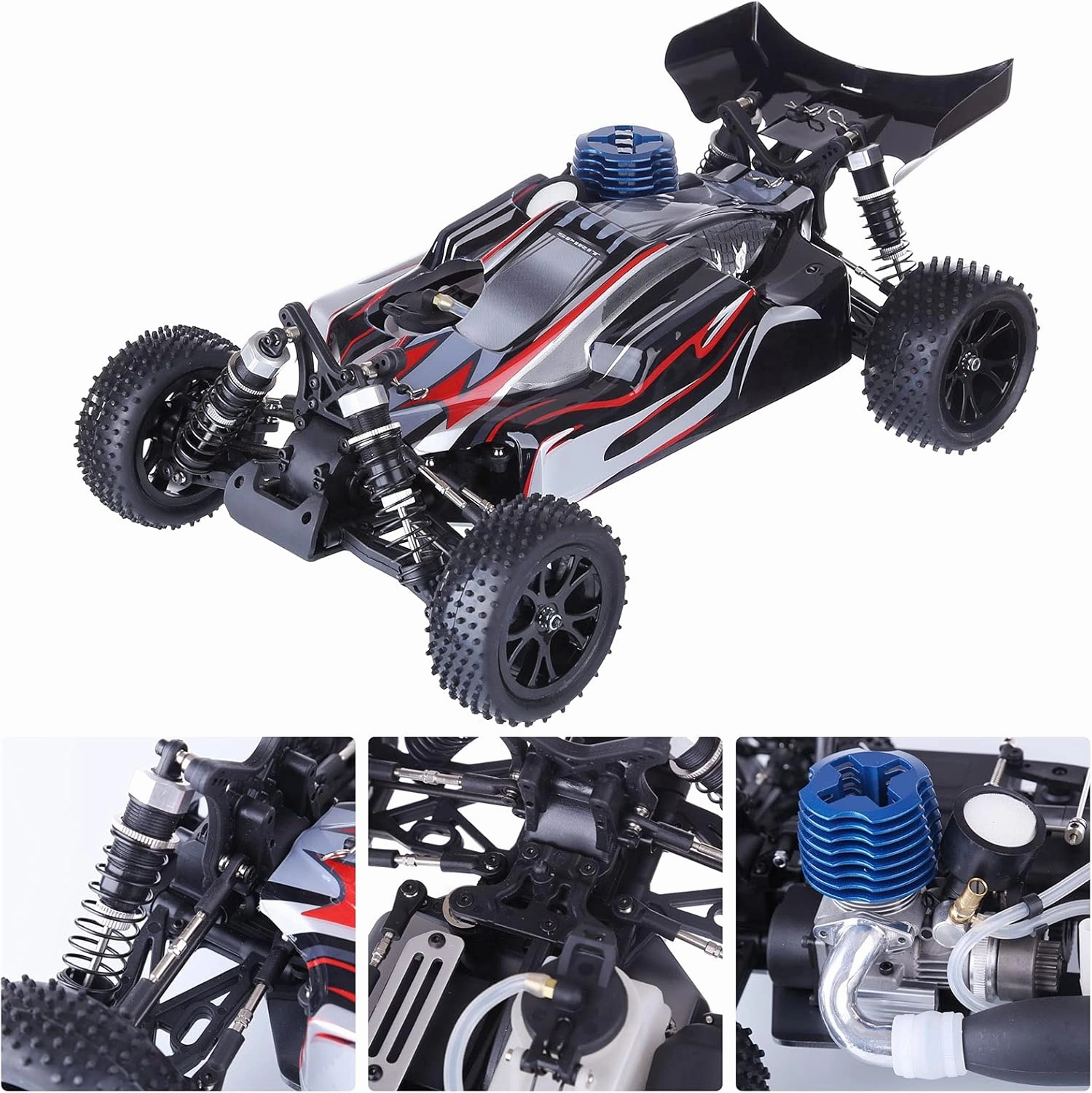 Remote Control Car, VRX RH1006 1/10 Scale 4WD Nitro Off-road Vehicle High Speed 2.4G RC Mini Racing Car for Adults (R0070 RTR Version)