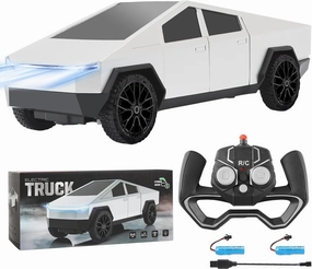 Remote Control Pickup Truck, 1/24 Scale Racing Car Model, Rechargeable Battery & Light and Loadspace, for Adults and Boys (Silver)