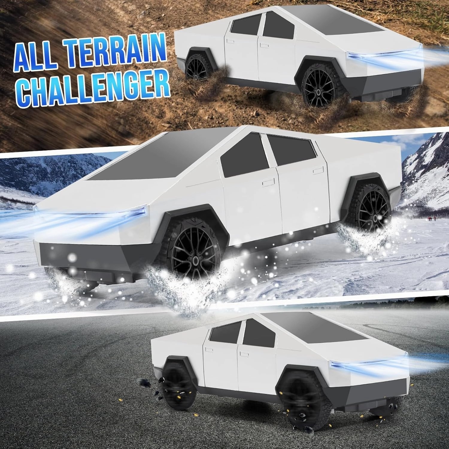 Remote Control Pickup Truck, 1/24 Scale Racing Car Model, Rechargeable Battery & Light and Loadspace, for Adults and Boys (Silver)