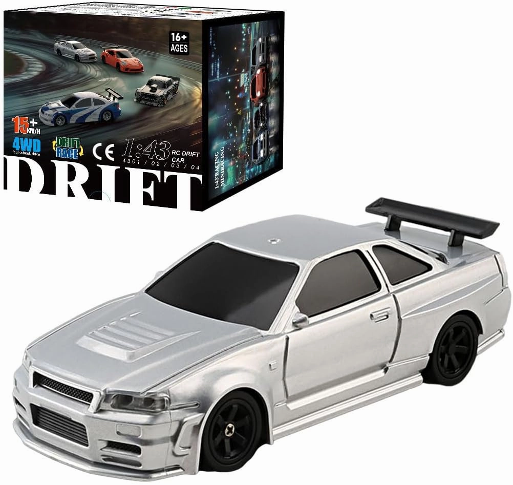 Remote Control Sports Car, 1/43 Scale 2.4G Full Proportional RC Electric Mini Racing Drift Car Model with Lights Kit (RTR Version)