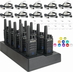 Retevis RT68H Walkie Talkies Long Range, Rugged 2 Way Radio with Earpiece, 1200mAh, Hidden Display, 9-Level Squelch, License-Free Two Way Radio(10 Pack with 10 Way Charger)