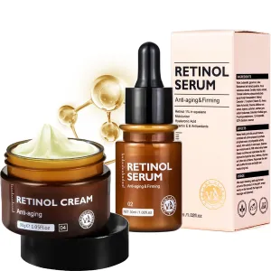Retinol Anti Aging Face Cream & Essence, 1 Set - Unisex, All Skin Types