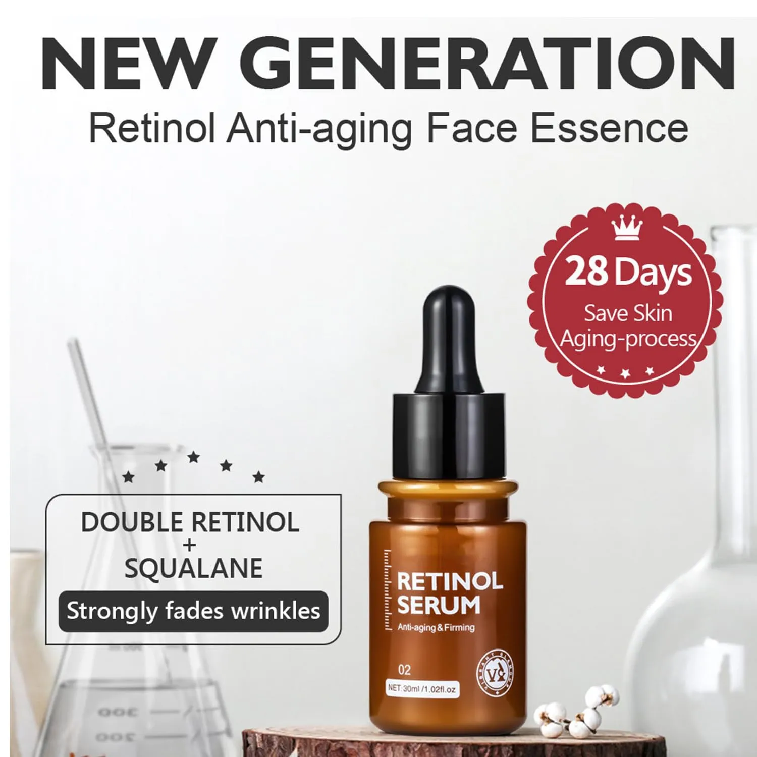 Retinol Anti Aging Face Cream & Essence, 1 Set - Unisex, All Skin Types