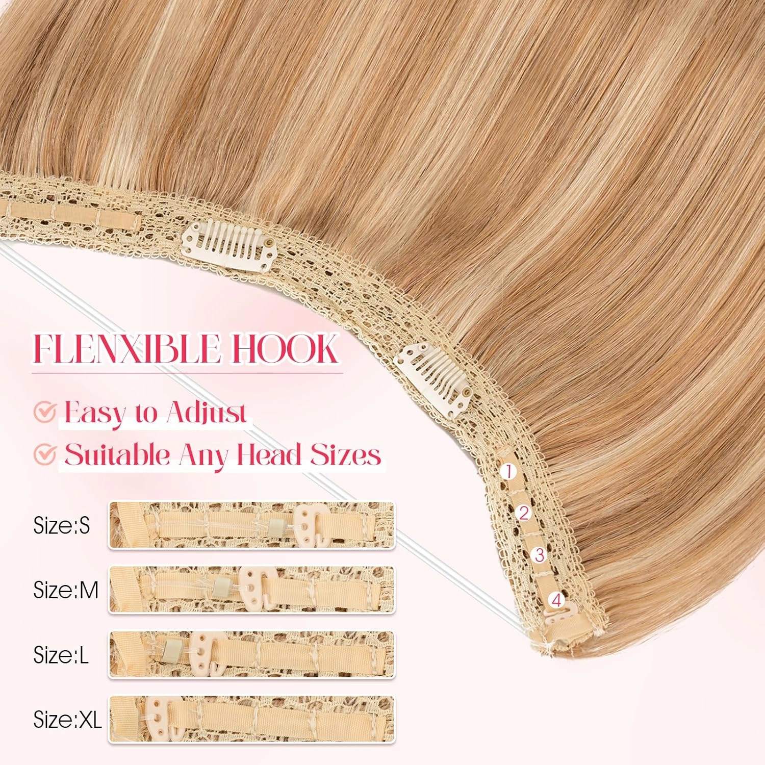 Rich Choices 100% Real Human Halo Hair Extensions Remy Invisible Wire In Hair Extensions Human Hair Clip in Hair Piece Straight,Can be Curled 12 Inch #12P613 Golden Brown Highlight Bleach Blonde