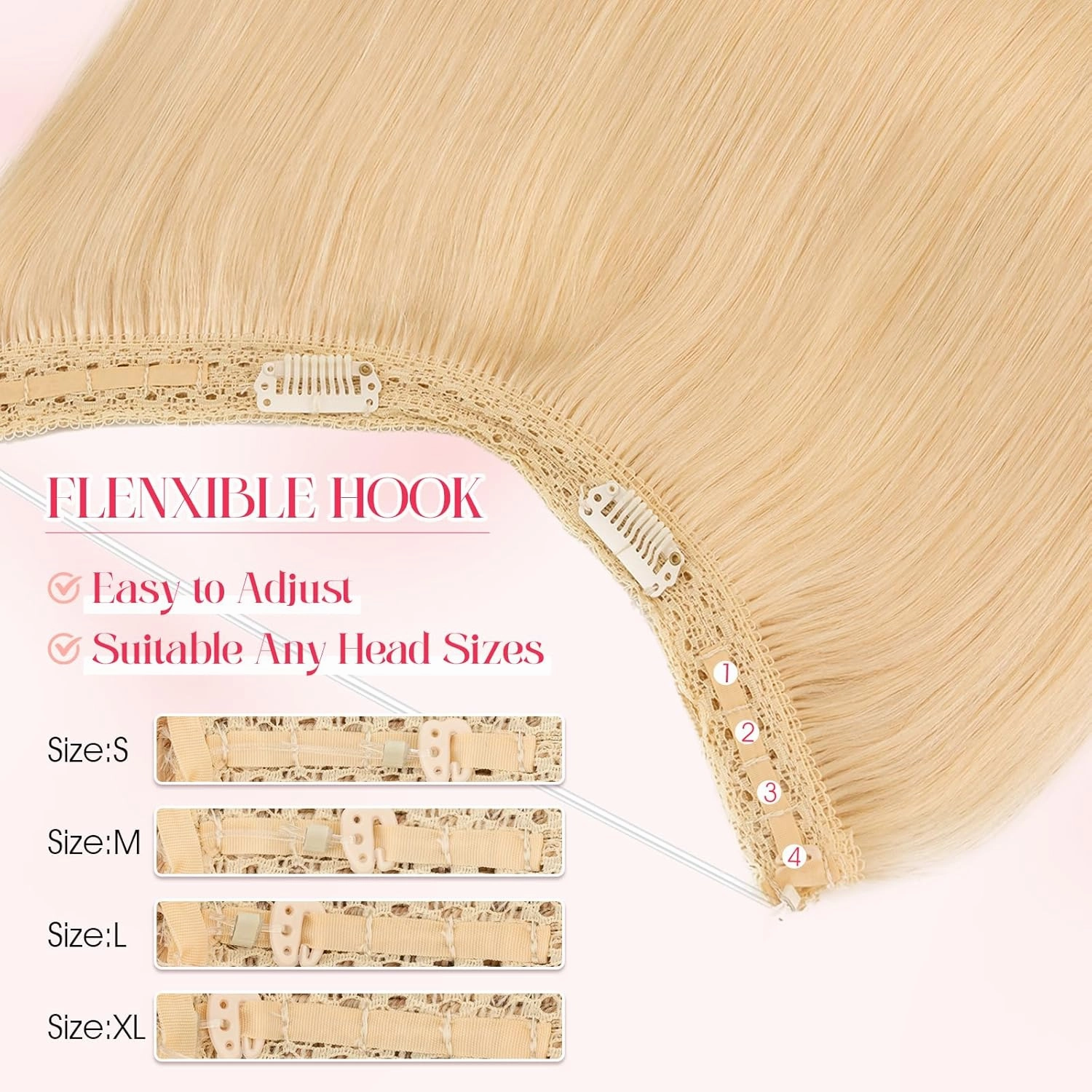 Rich Choices Halo Hair Extensions Real Human Hair 100% Human Hair Halo Extensions for Women Invisible Wire Hair Extensions Remy Halo Hair 20 Inch #613 Bleach Blonde