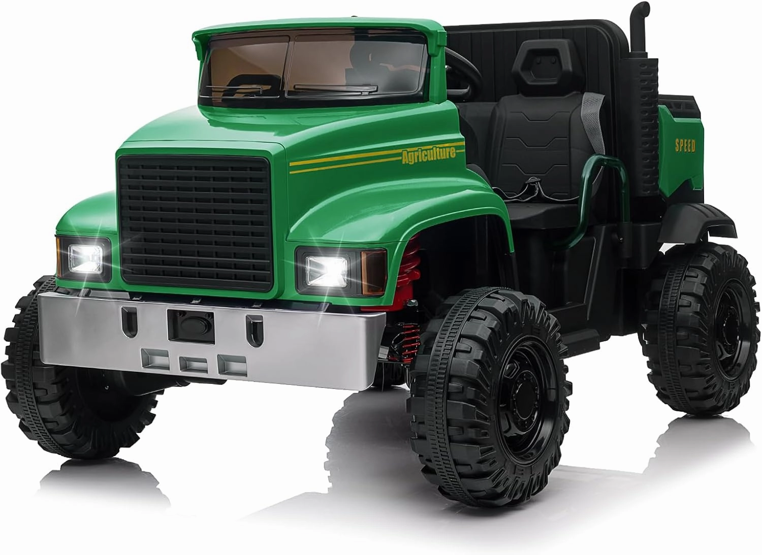 Ride On Car for Kids Baby Car with Remote Control Electric UTV Vehicles with Dump Bed, 24V Kids Electric Car, 4WD Power 4x200W Motors,4xSpring Suspension, 3 Speeds, 2 Seater, Green