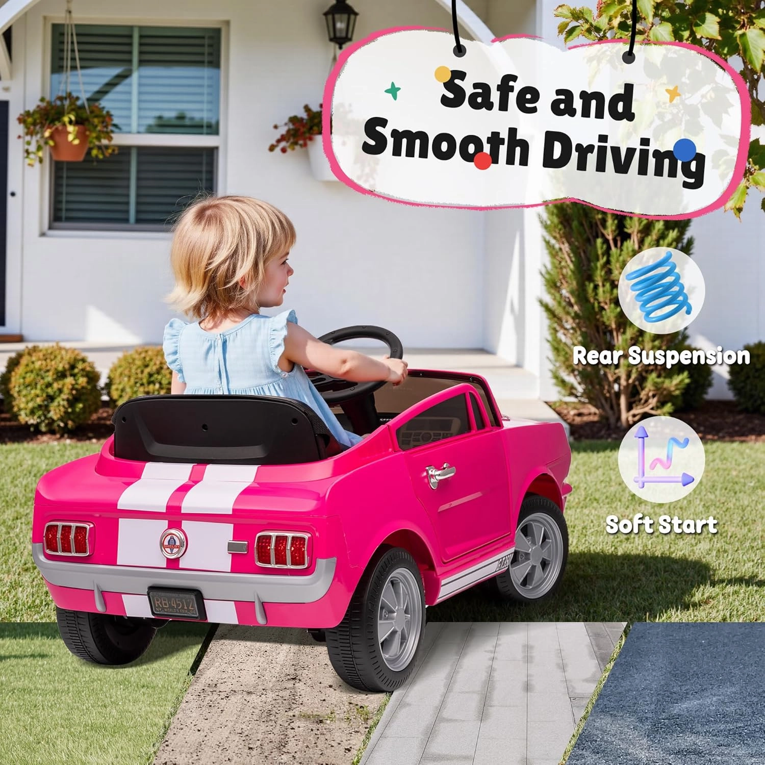 Ride On Car for Toddler, 12V Licensed Ford Shelby Cobra Kids Electric Vehicle Ride On Toy w/Remote Control, 12Volt Battery Powered Cars for Children with Soft Start, Bluetooth, LED Lights