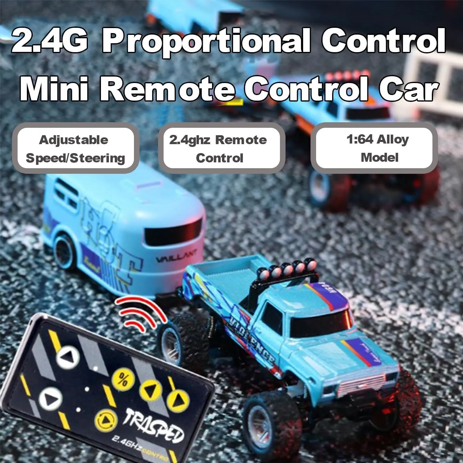 RipRush Mini Monster 1:64 Off-Road LED Alloy Racer – Rip Rush Compact Remote Control Truck with LED Lights, 2.4GHz Racing System, for Ages 14  Hobbyists and Collectors(Pink)