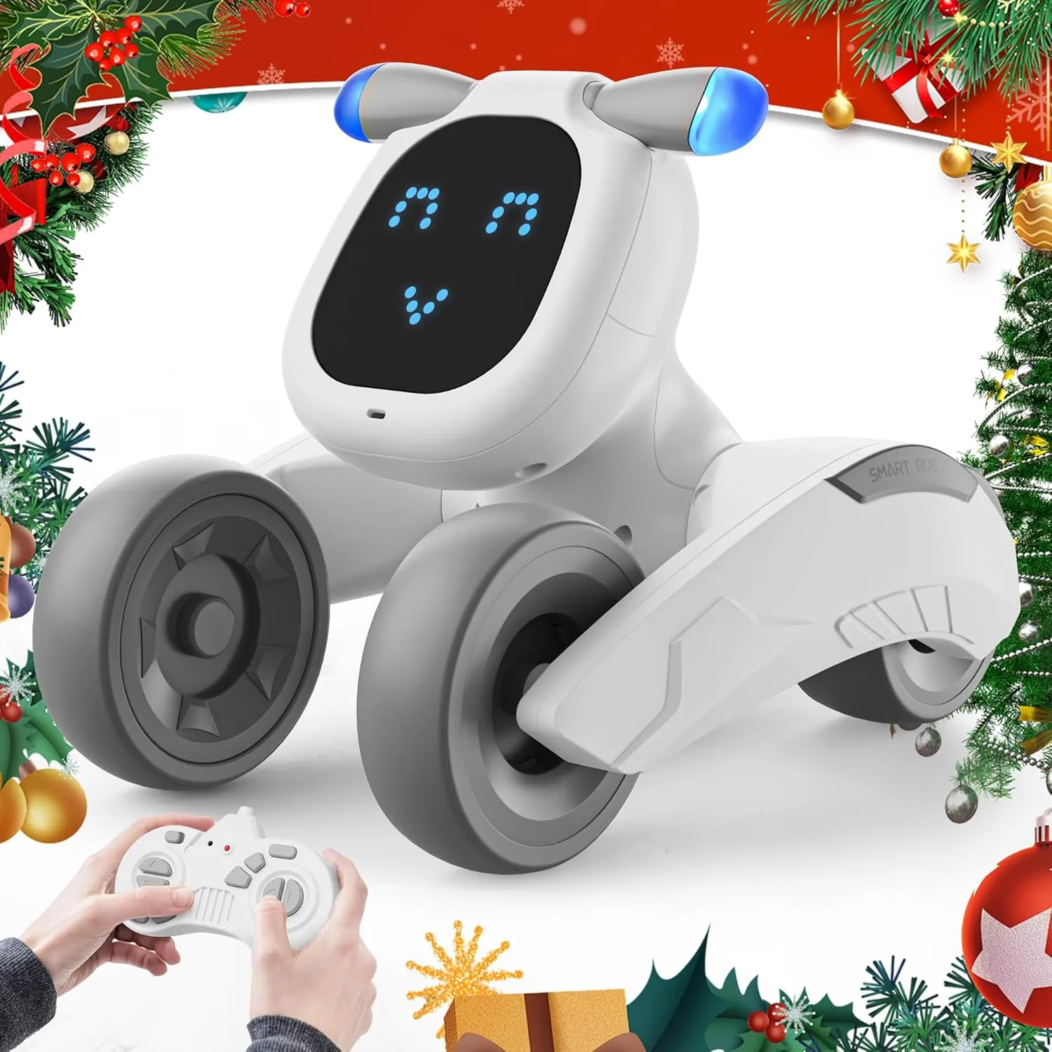 Robot Dog Toy for Kids, Remote Control Dog Robot, Voice & Touch Control Robot Pet Dog with LED/Record/Sing/Dance, Rechargeable Puppy Toys for 5 6 7 8 9 10 Year Old Boy Girl Ideas (Gray)