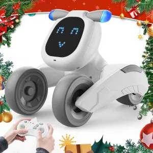 Robot Dog Toy for Kids, Remote Control Dog Robot, Voice & Touch Control Robot Pet Dog with LED/Record/Sing/Dance, Rechargeable Puppy Toys for 5 6 7 8 9 10 Year Old Boy Girl Ideas (Gray)