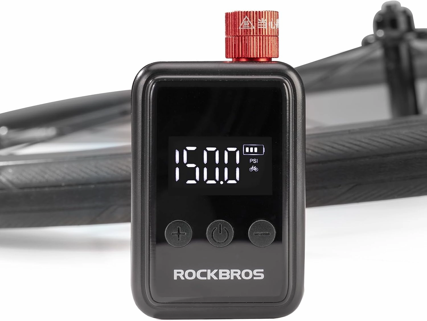 ROCKBROS Mini Bike Pump 150PSI Portable Electric Bicycle Pump with Digital Pressure Gauge Rechargeable Bike Tire Inflator 500mAh with Presta and Schrader Valve for Mountain Road Bikes,E-Bike, Ball