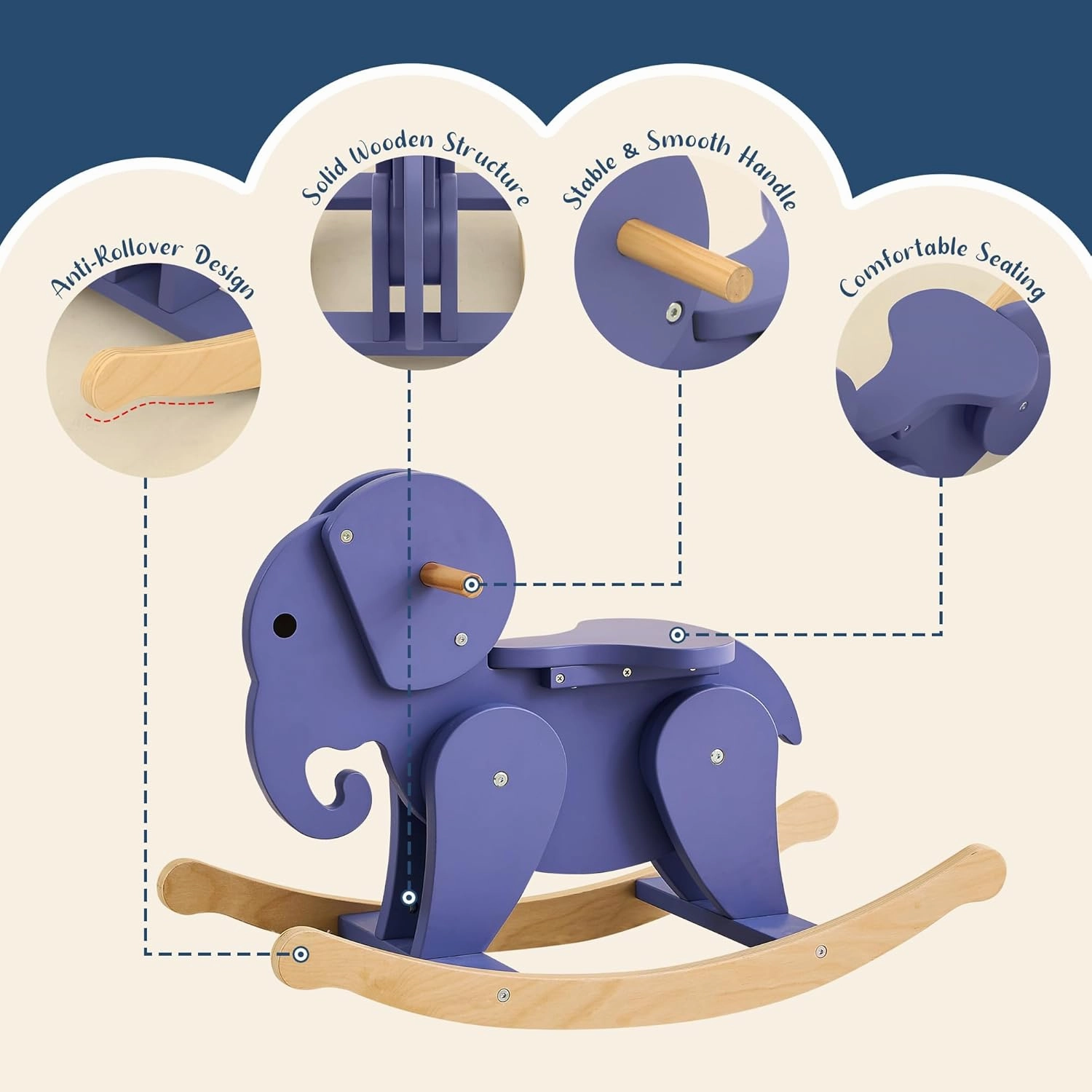 Rocking Horse for Kids 1-3 Years Old, Premium Wooden Rocking Toy for Toddlers for Indoor & Outdoor Activities, Baby Horse Riding Toy for Birthday & Visit Gifts