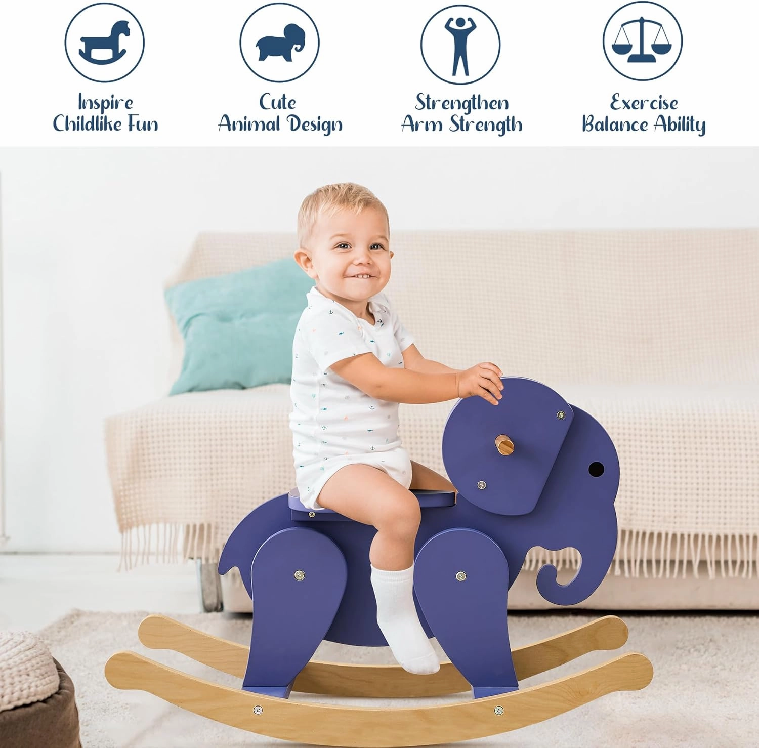 Rocking Horse for Kids 1-3 Years Old, Premium Wooden Rocking Toy for Toddlers for Indoor & Outdoor Activities, Baby Horse Riding Toy for Birthday & Visit Gifts