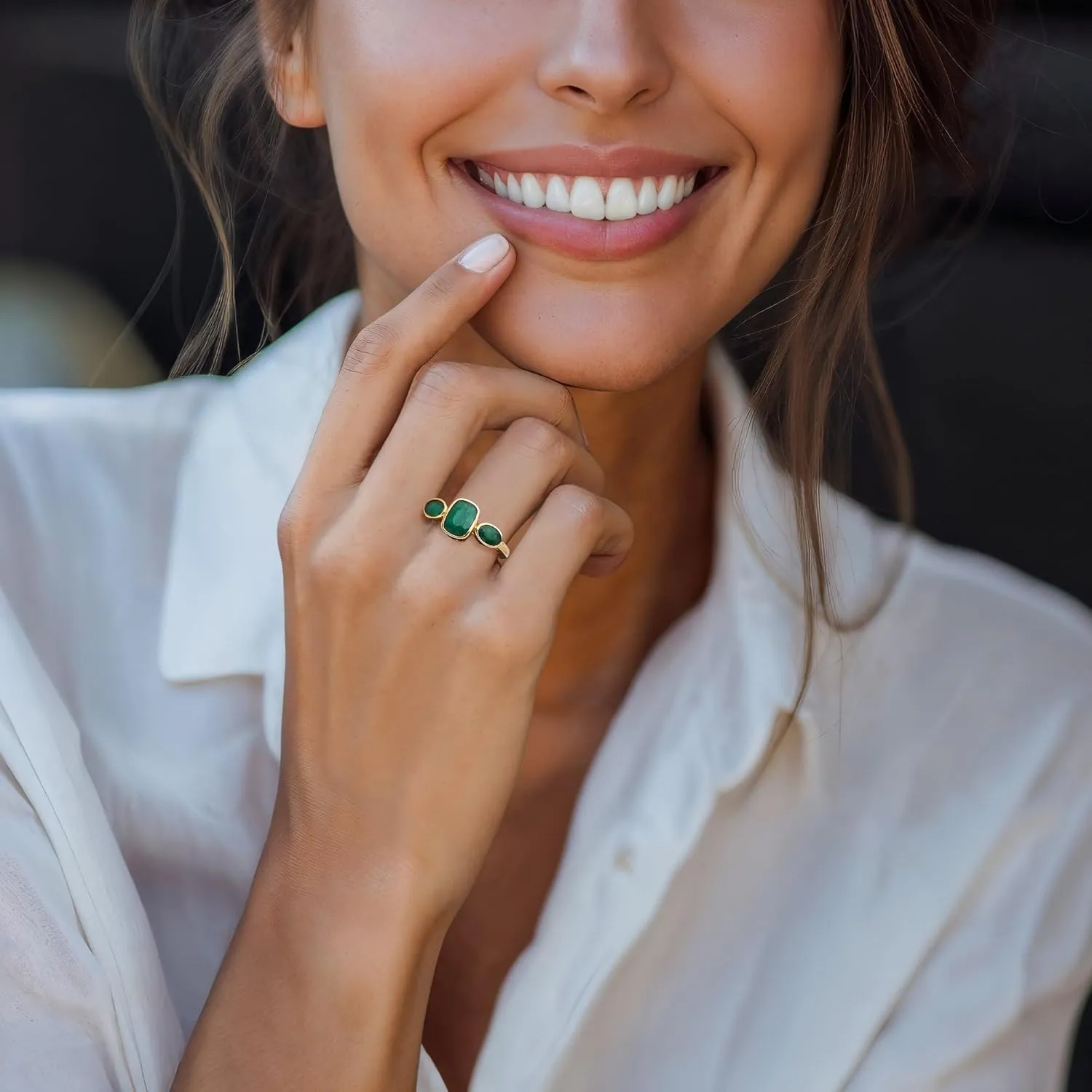 Ross-Simons 2.80 ct. t.w. Emerald 3-Stone Ring in 18kt Gold Over Sterling