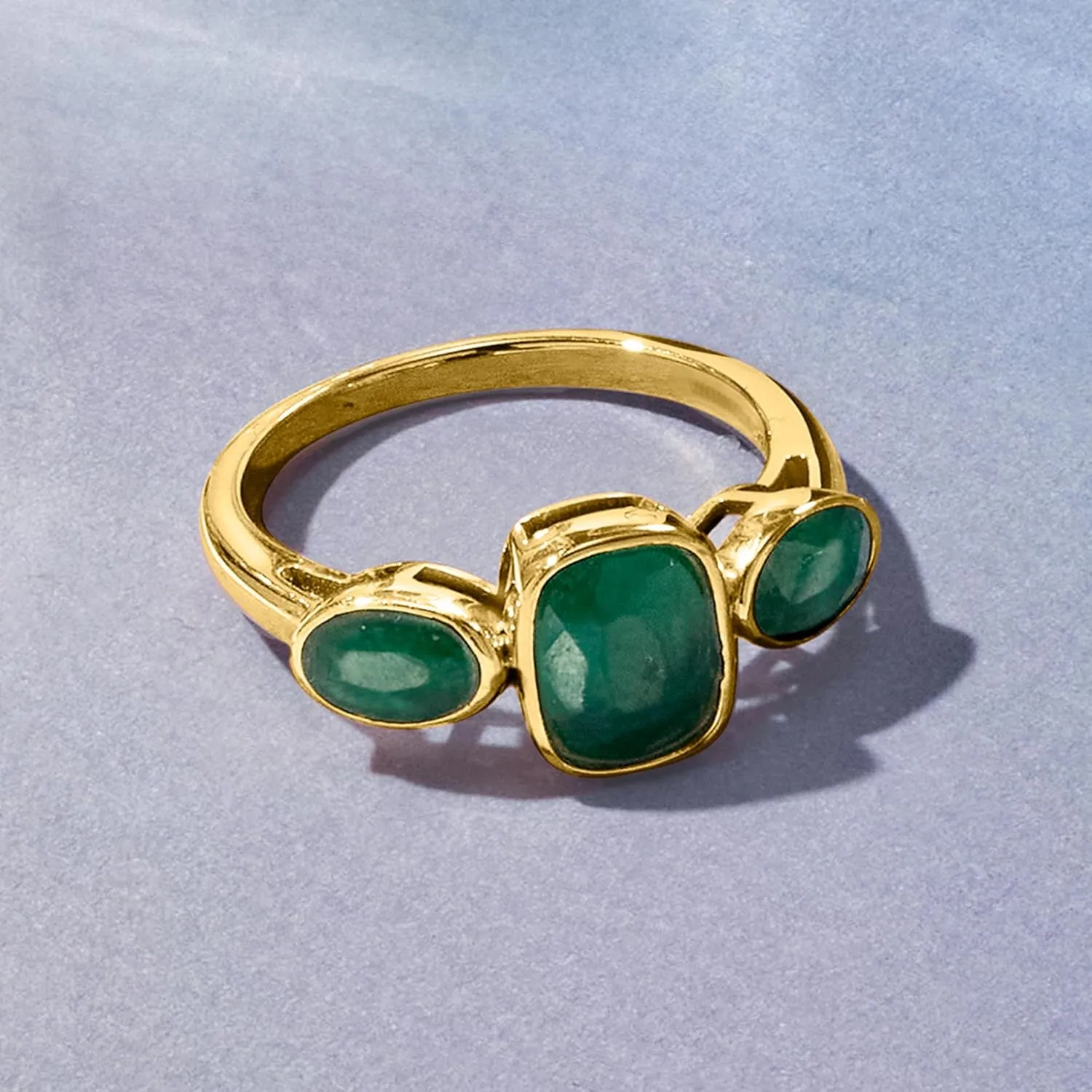 Ross-Simons 2.80 ct. t.w. Emerald 3-Stone Ring in 18kt Gold Over Sterling
