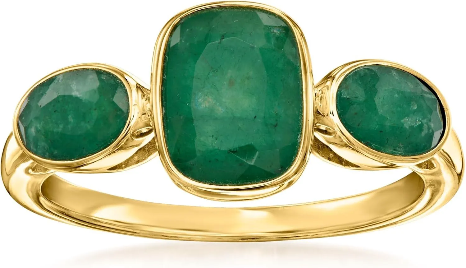 Ross-Simons 2.80 ct. t.w. Emerald 3-Stone Ring in 18kt Gold Over Sterling