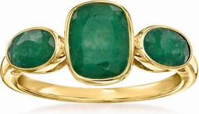 Ross-Simons 2.80 ct. t.w. Emerald 3-Stone Ring in 18kt Gold Over Sterling