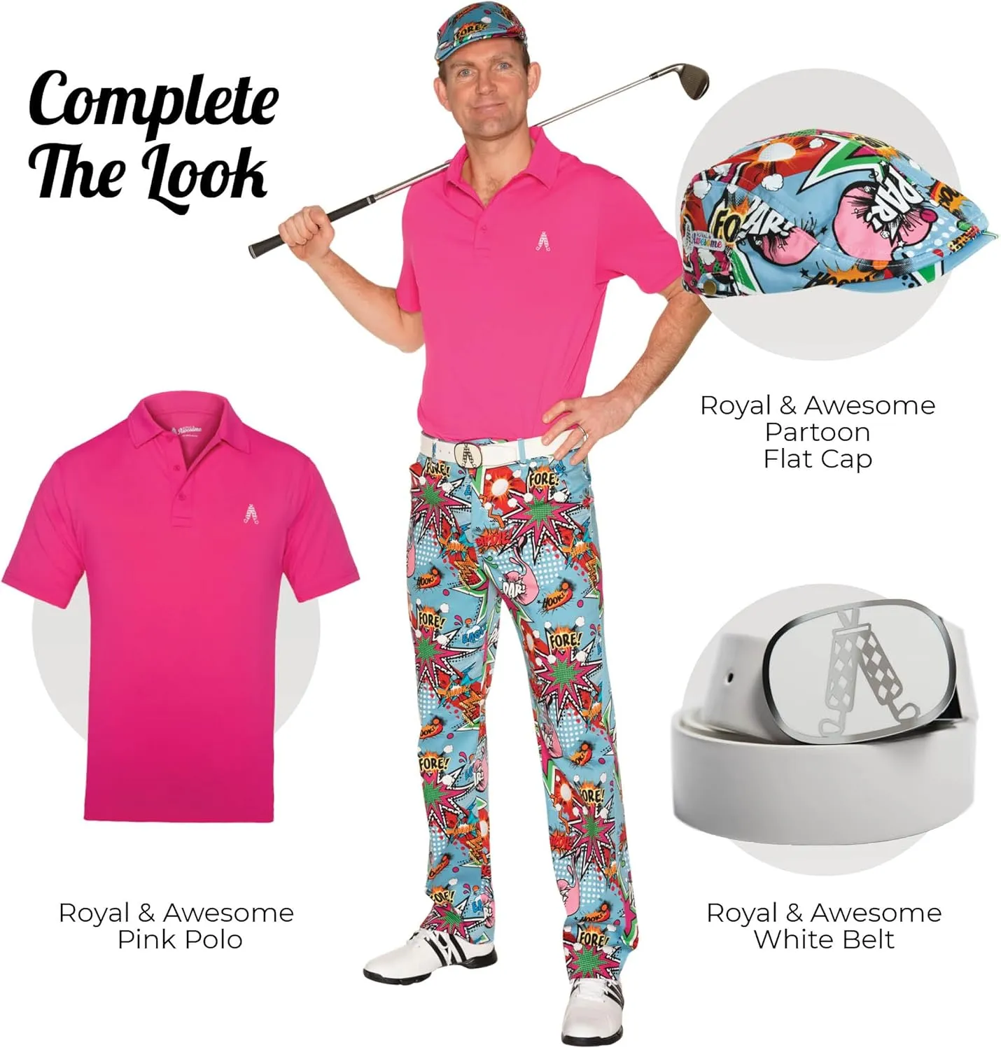 Royal & Awesome Mens Golf Pants, Golf Pants Men Relaxed Fit, Plaid Pants Men