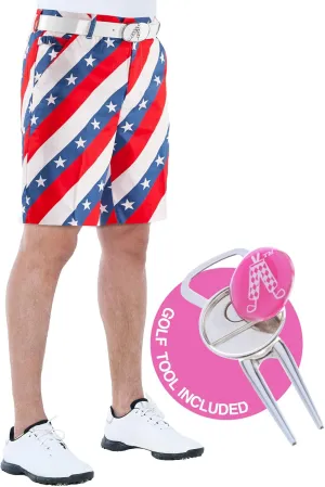 Royal & Awesome Mens Golf Shorts, Crazy Golf Shorts For Men, Plaid Shorts Men - Golf Tool Included