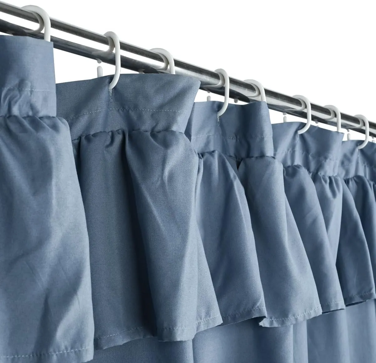 Ruffled Farmhouse Shower Curtain,Blue Fabric,Country and Chic Style,72x72 in