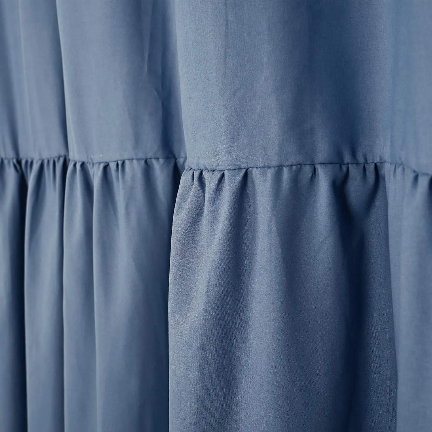 Ruffled Farmhouse Shower Curtain,Blue Fabric,Country and Chic Style,72x72 in