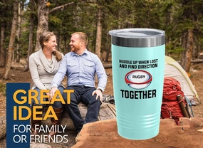 RugbyTeal Edition Tumbler 20oz - Huddle up - Footballer Teams Pro Player Enthusiast League Coach Sport Lovers Outdoor Soccer Cricket