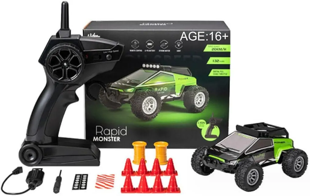 S638 High-Speed RC Mini Electric Drift Off-Road Vehicle Model, 1/32 2.4G Electric Vehicle Model with Wireless Remote Control and Realistic Design, for Adults (RTR Version/Green)