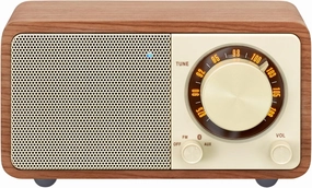 Sangean WR-7WL Wood Cabinet Mini Bluetooth Speaker with FM Tuner and Aux-in Walnut/Wood