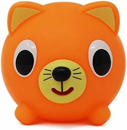 Sankyo Toys Squeeze and Play Sound Ball - Neon Orange Cat