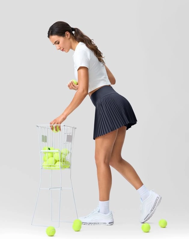 SANTINY Pleated Tennis Skirt for Women with Pockets Shorts Women's High Waisted Lightweight Athletic Golf Skorts Skirts