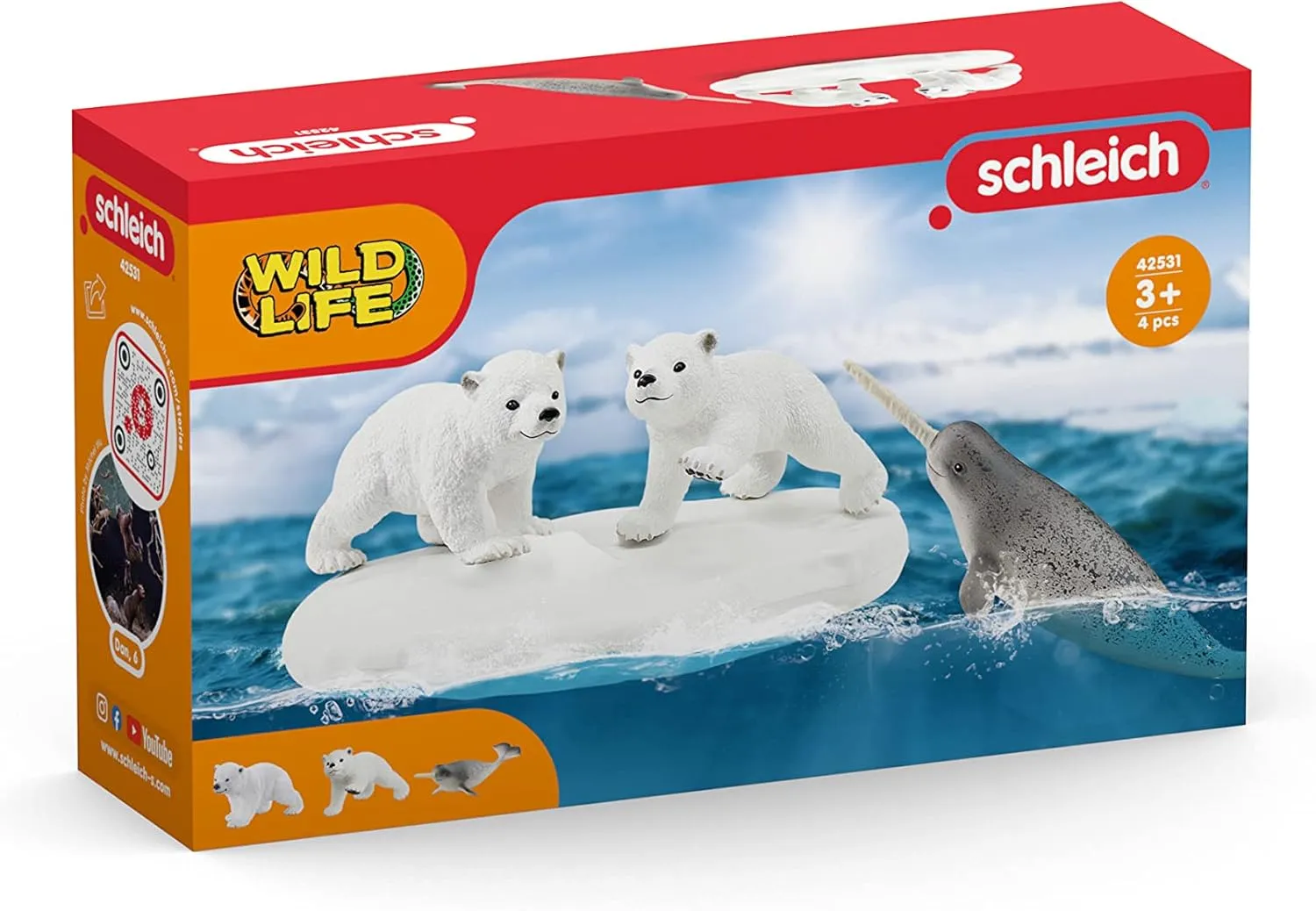 Schleich Wild Life Polar Playground 4-piece Playset for Kids Ages 3-8