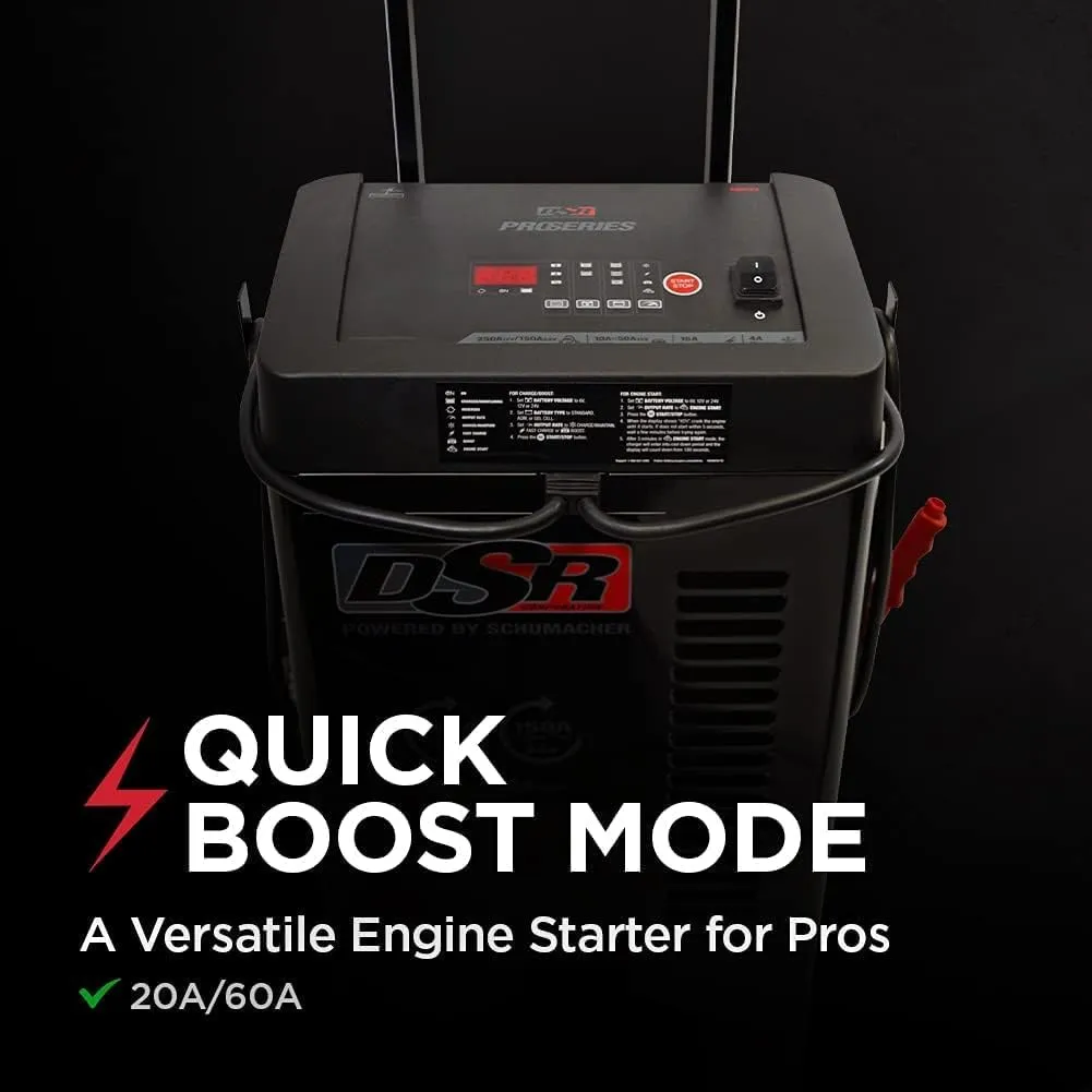 Schumacher Electric DSR123 ProSeries Car Battery Charger - 250 Peak Amps - 24v / 12v Battery Charger - Fully Automatic Engine Starter & Battery Maintainer