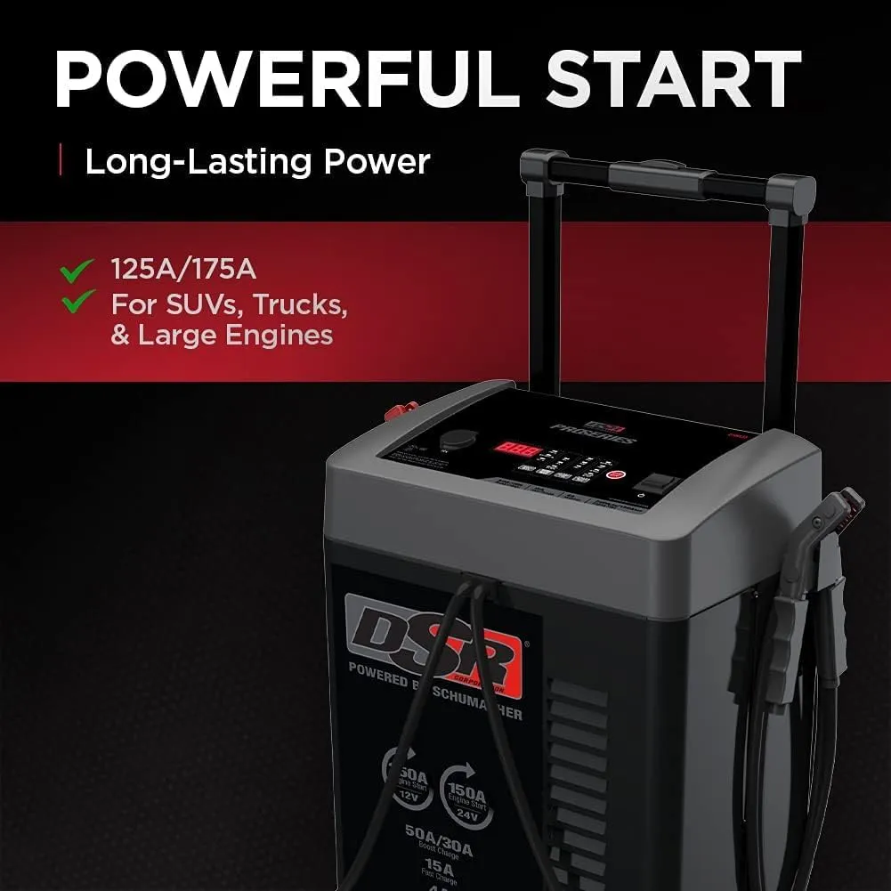 Schumacher Electric DSR123 ProSeries Car Battery Charger - 250 Peak Amps - 24v / 12v Battery Charger - Fully Automatic Engine Starter & Battery Maintainer