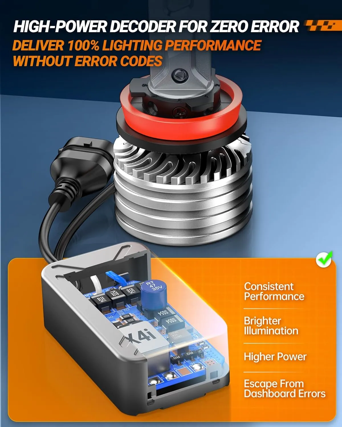 SEALIGHT H11/H8/H9 Fog Bulbs, X4I 55,000LM Super Bright H11 Light Powersport, H8 Bulbs Cool White with Cooling Fan, H11 Bulbs or Fog Plug and Play, Pack of 2
