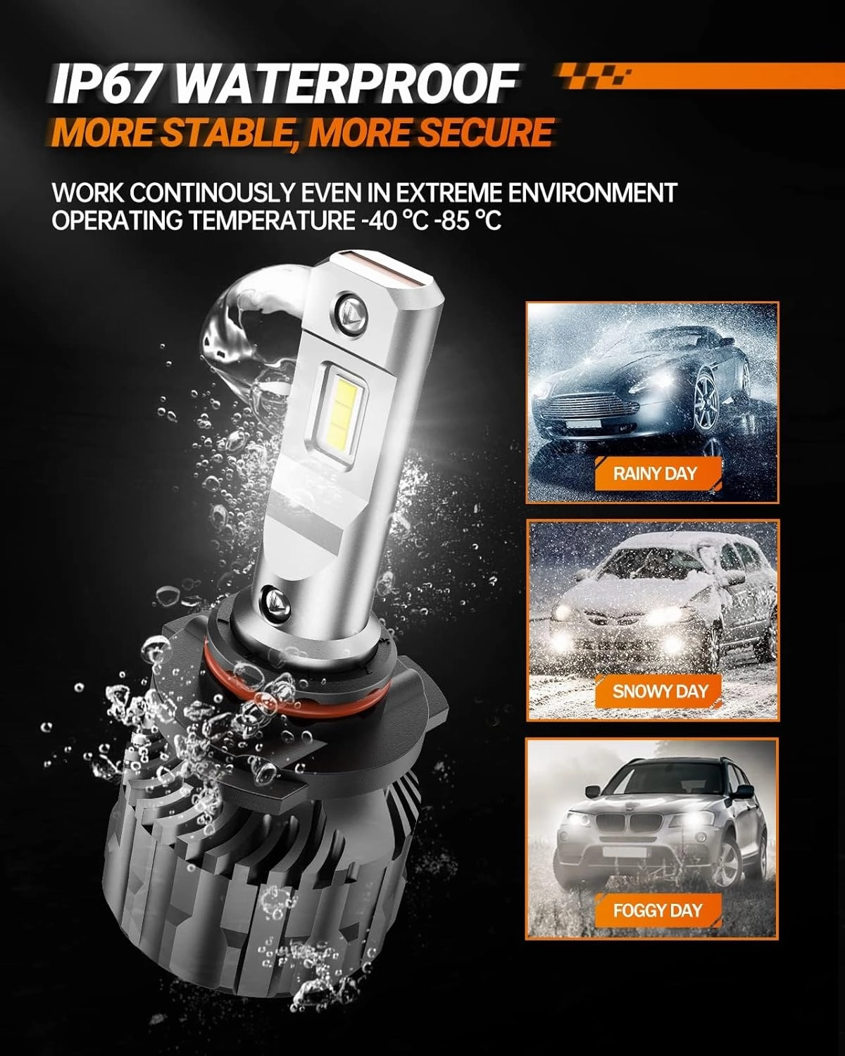 SEALIGHT 9005/HB3 Bulbs 33000LM Super Bright, 6500K Cool White 9005 Drving Lights, 60000  Hours HB3 Powersport Bulbs with Fan, Easy Plug-N-Play, IP68, Driving Fog Spot Light Assemblies, Pack of 2